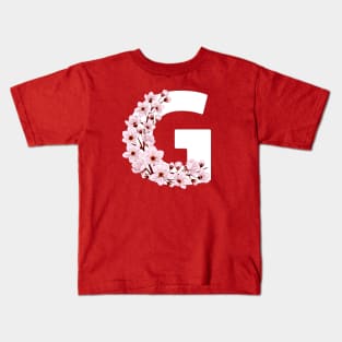 Colorful capital letter G patterned with sakura twig Kids T-Shirt